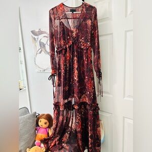 INTERMIX Red and Black Patterned Dress